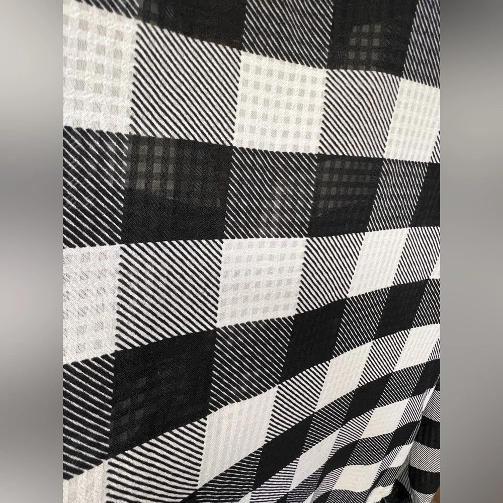 Michael Kors Black/White Plaid Shirt-‎ Small, Discoloration near snap in front